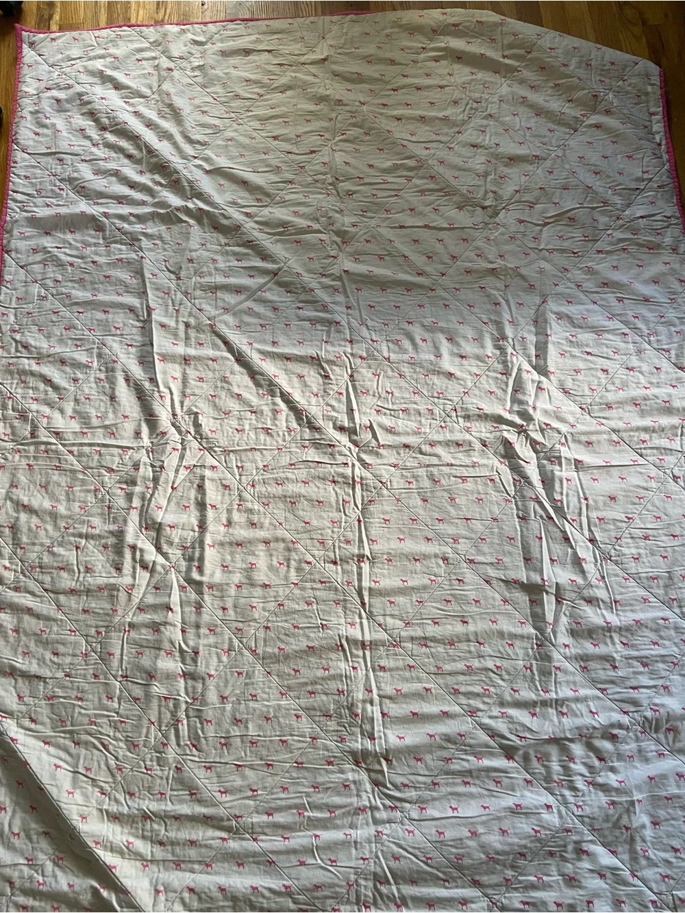 Vintage PINK Victoria's Secret Blanket Dog Crest
